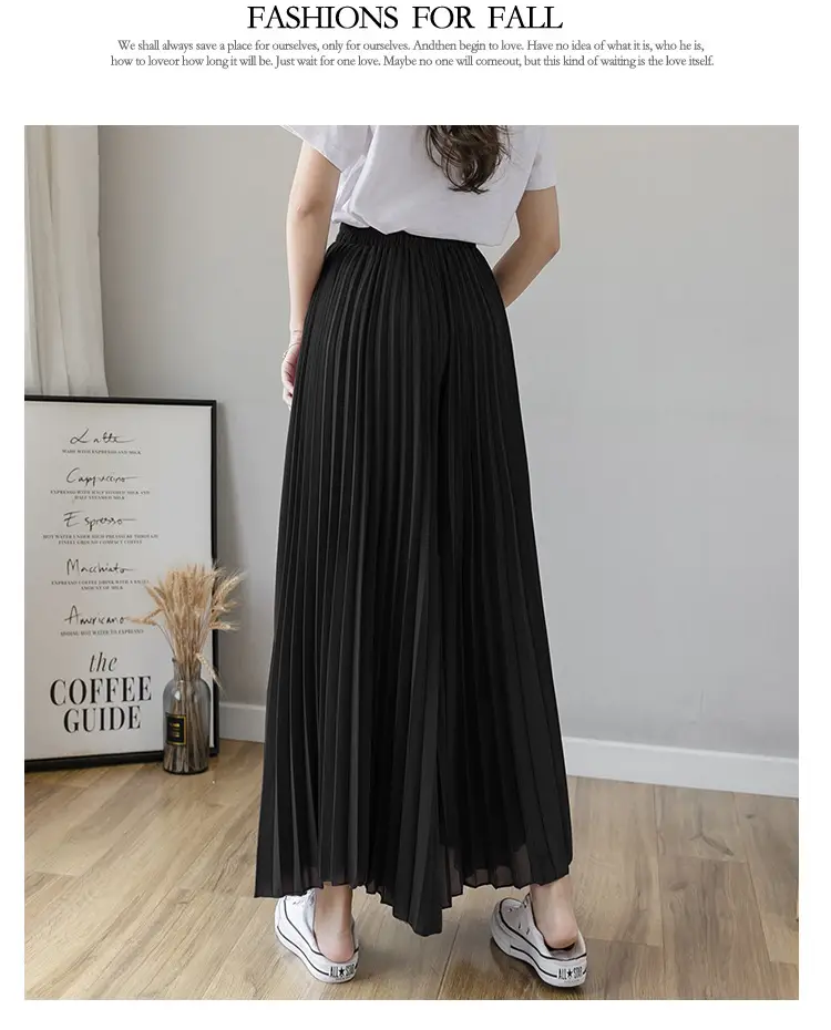 Women's Loose Pleated Chiffon Pants High Waist Purple Blue — feature 51