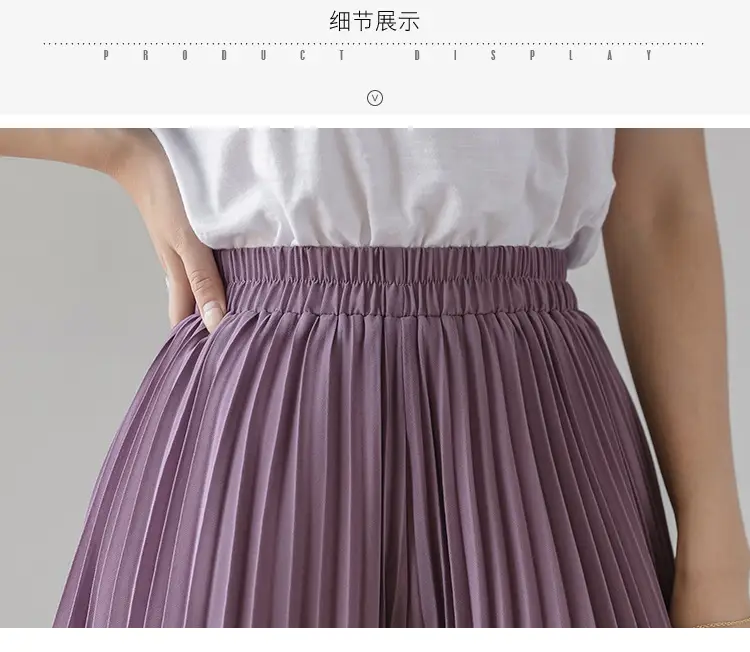Women's Loose Pleated Chiffon Pants High Waist Purple Blue — feature 53