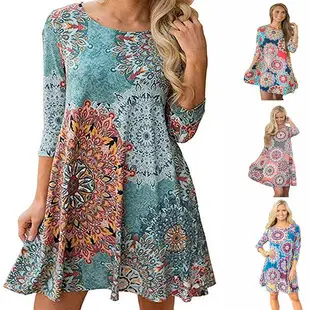 Women Printed Sleeveless Round Neck Dress Red Paisley Plus Size — feature 9