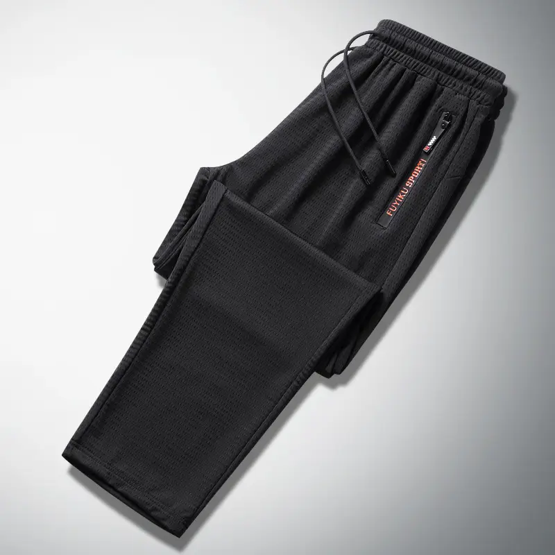 Men Ice Silk Casual Shorts Black Mesh Quick Dry - Image 5