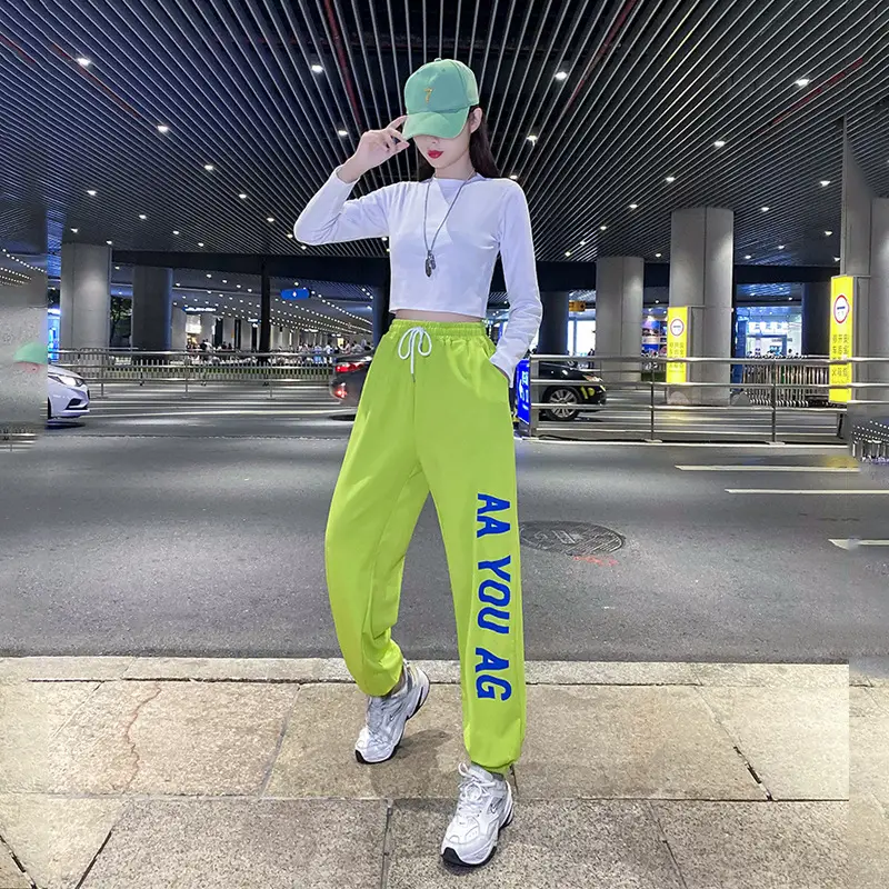 Women Printed Jogger Pants Black Green 2025 Summer - Image 9