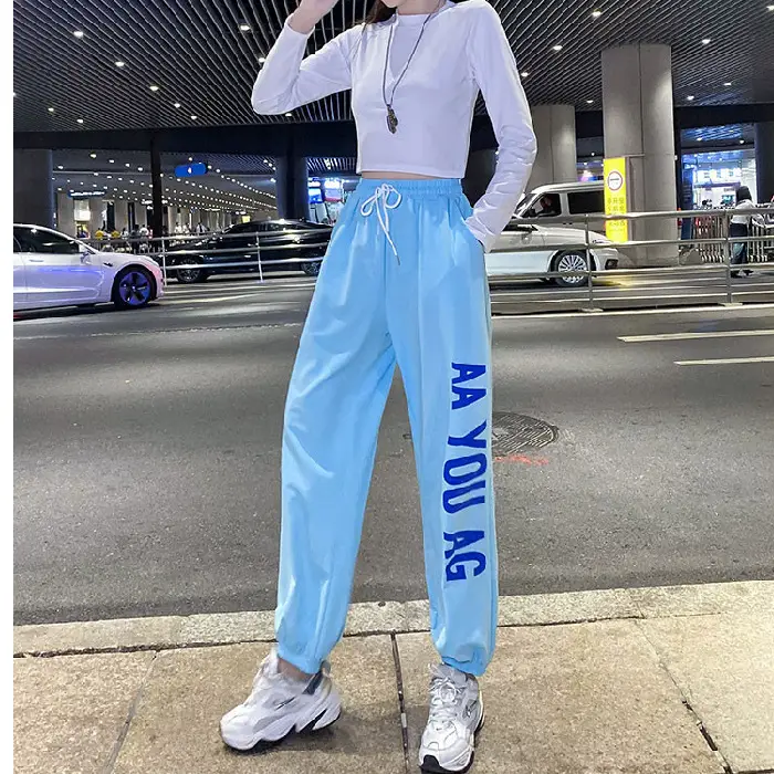 Women Printed Jogger Pants Black Green 2025 Summer - Image 2