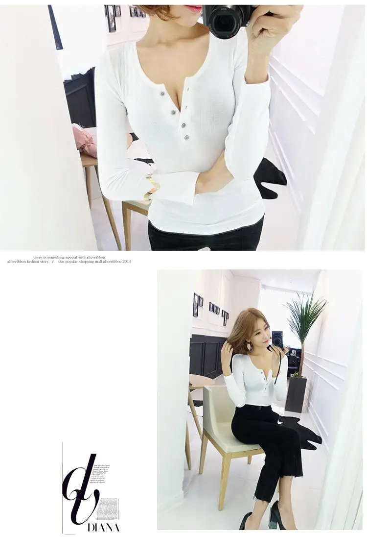 Women Button Top Long Sleeve T-Shirt Black 2025 — feature 13