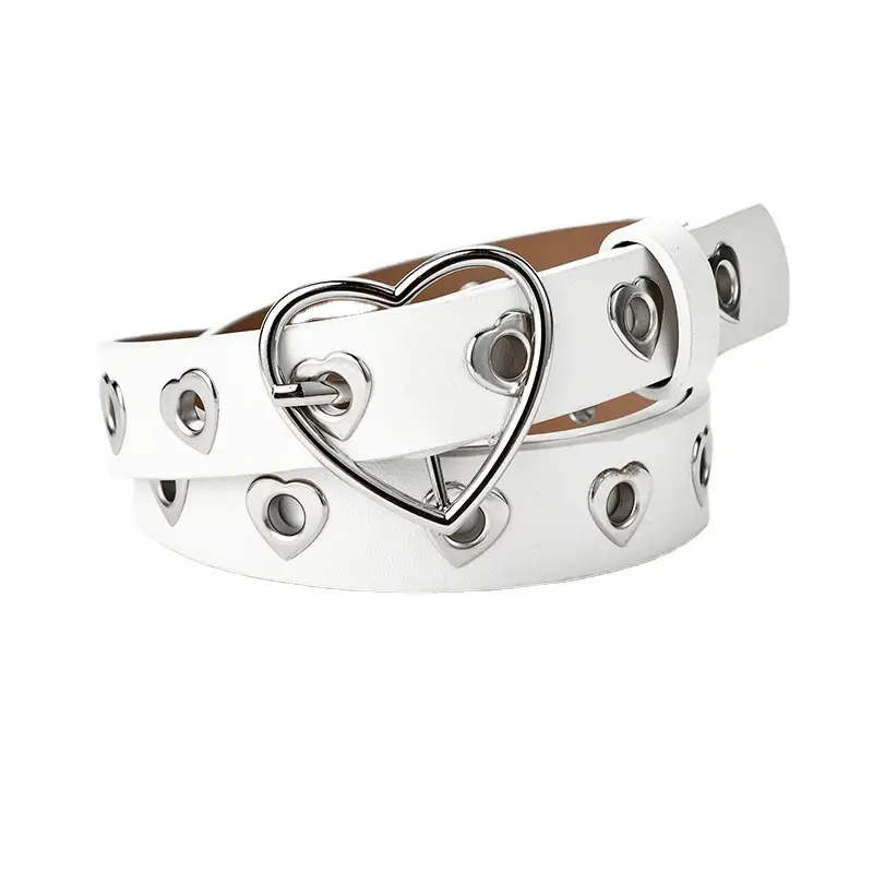 Women's Black Heart Shaped Belt with Hollow Eyes Design