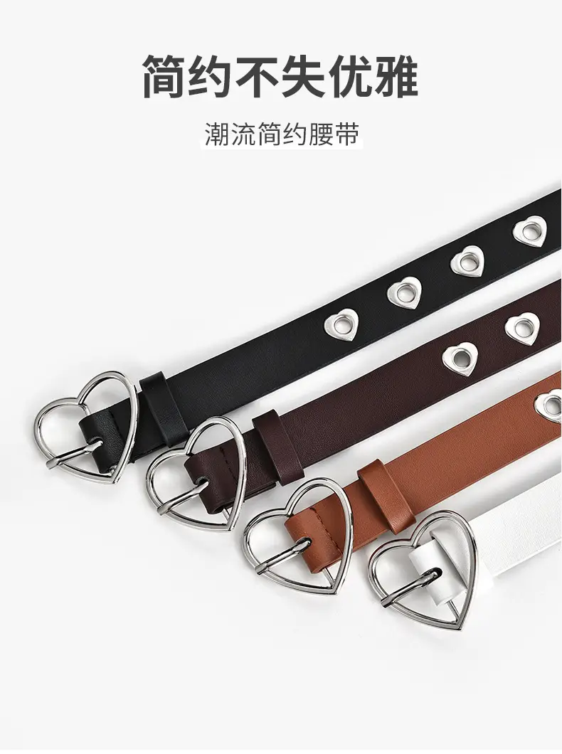Women's Black Heart Shaped Belt with Hollow Eyes Design — feature 19