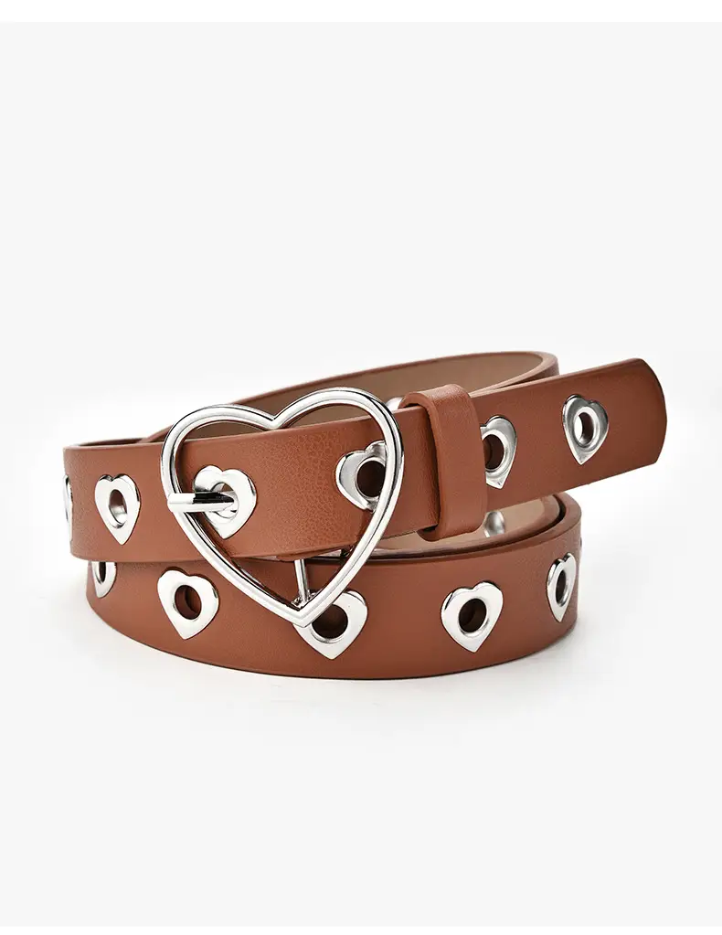 Women's Black Heart Shaped Belt with Hollow Eyes Design — feature 27