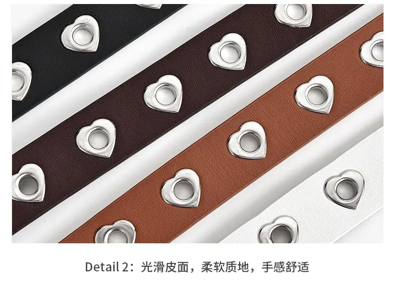 Women's Black Heart Shaped Belt with Hollow Eyes Design — feature 30