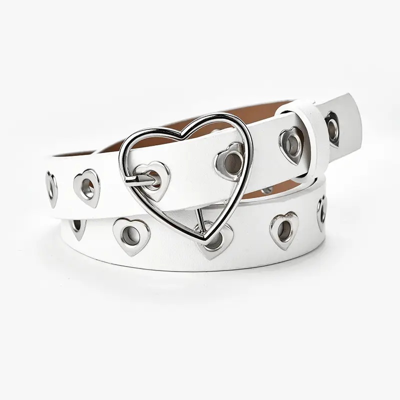 Women's Black Heart Shaped Belt with Hollow Eyes Design