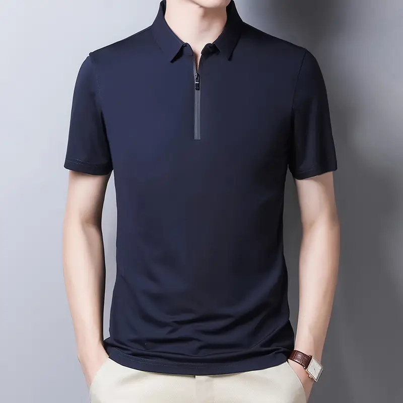 Men's Maroon Cotton Zipper Polo T-Shirt Slim Fit - Image 4