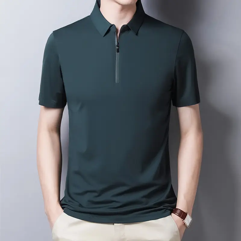 Men's Maroon Cotton Zipper Polo T-Shirt Slim Fit - Image 7