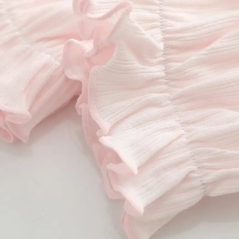 Children's Cotton Printed Pajama Set White Ruffled - Image 9