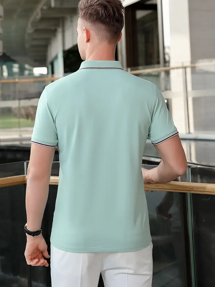 Men Mint Green Polo Shirt with Red Trim