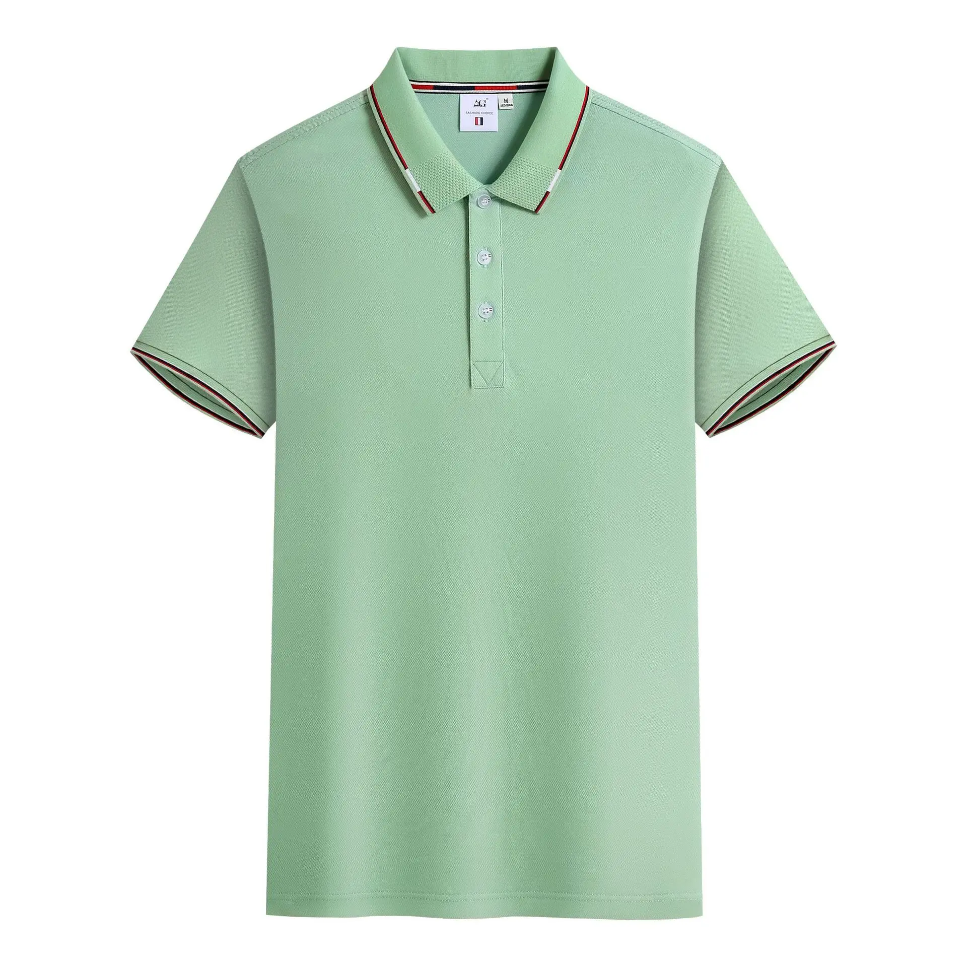 Men Mint Green Polo Shirt with Red Trim