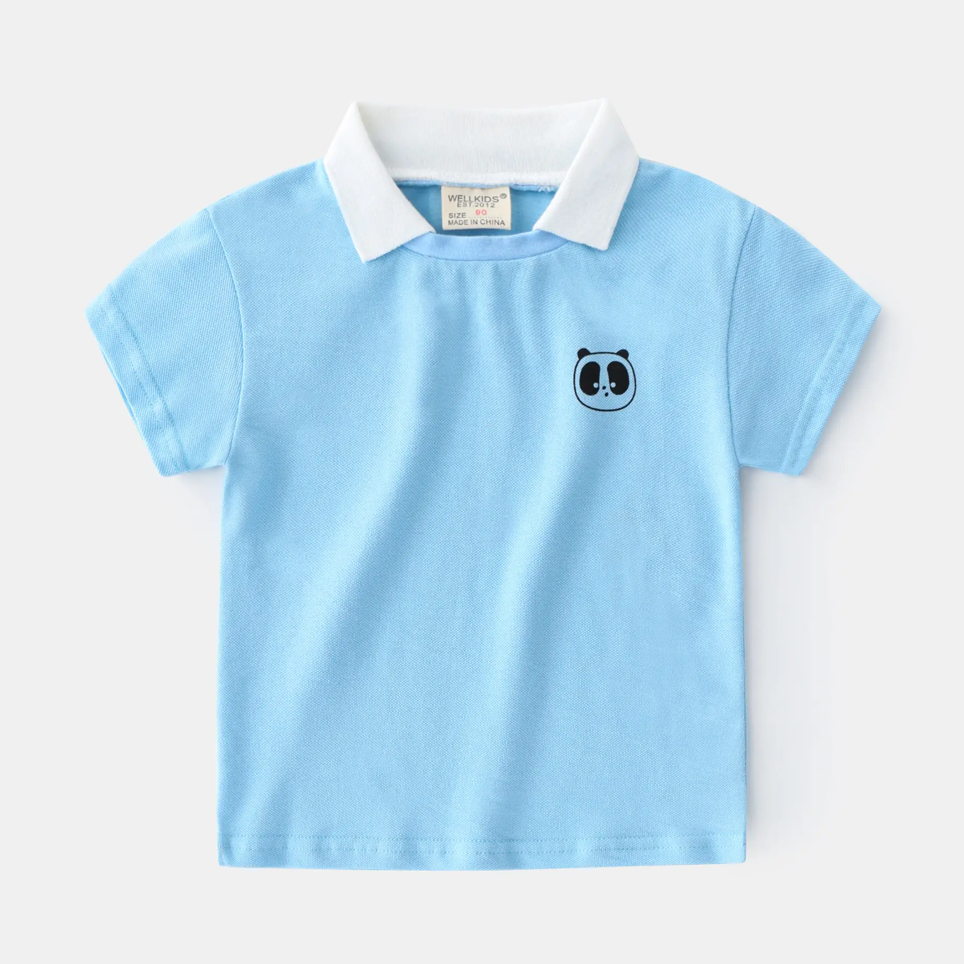 Blue Boys' Lapel T-Shirt with Panda Print - Image 3
