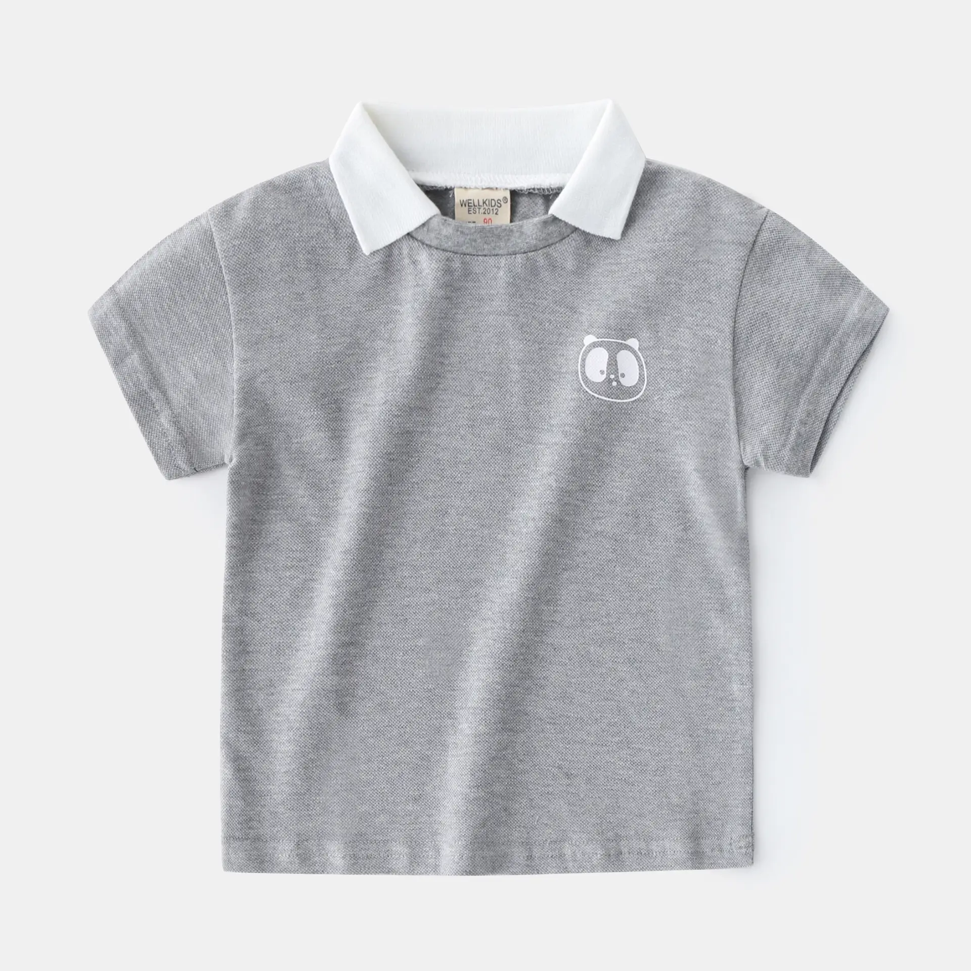 Blue Boys' Lapel T-Shirt with Panda Print - Image 2