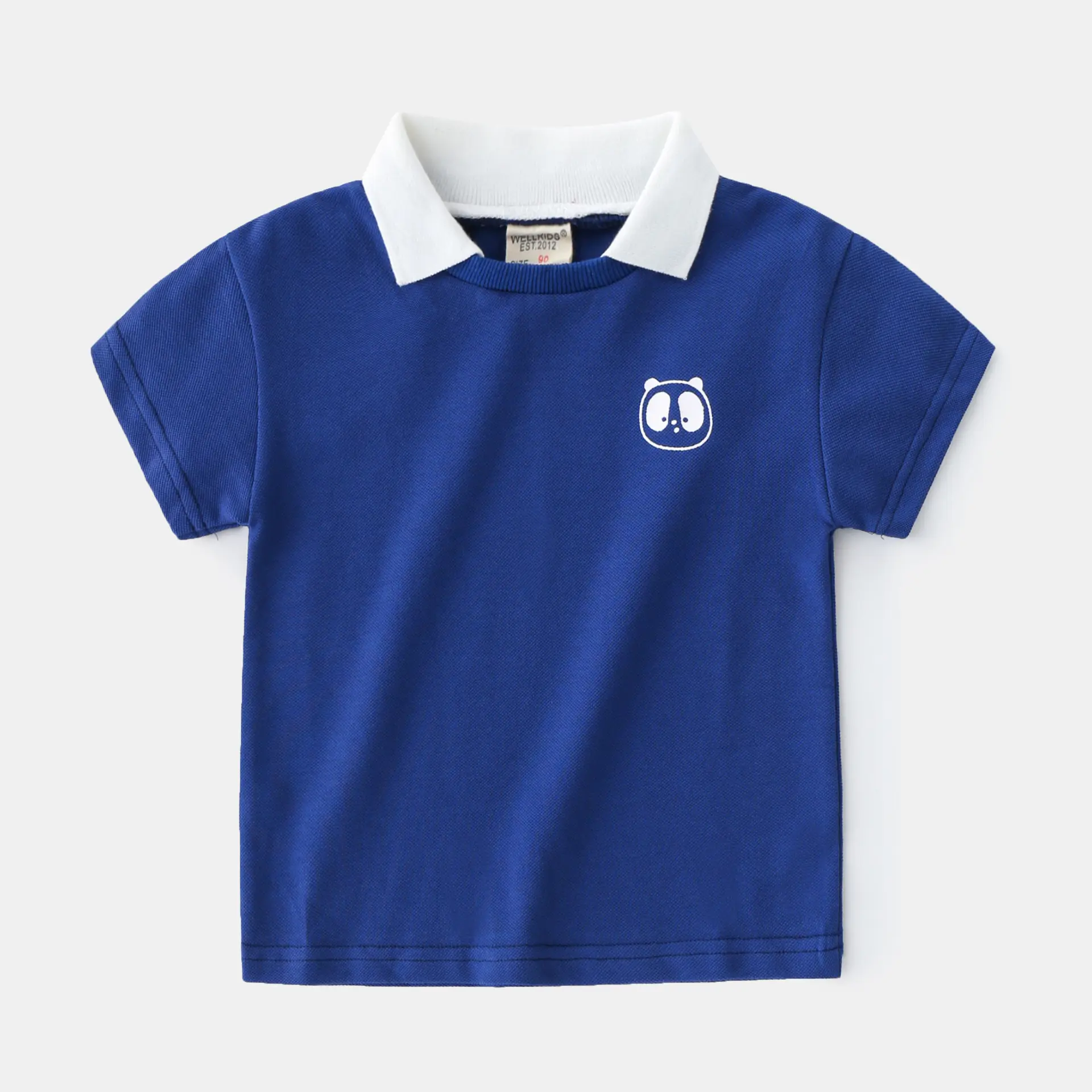 Blue Boys' Lapel T-Shirt with Panda Print - Image 4