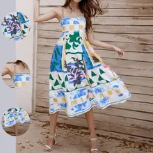 Green Floral Puff Sleeve Tie Dress for Women — feature 61