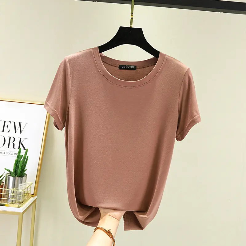 Women's Modal T-Shirt Summer Loose Fit Round Neck - Image 13