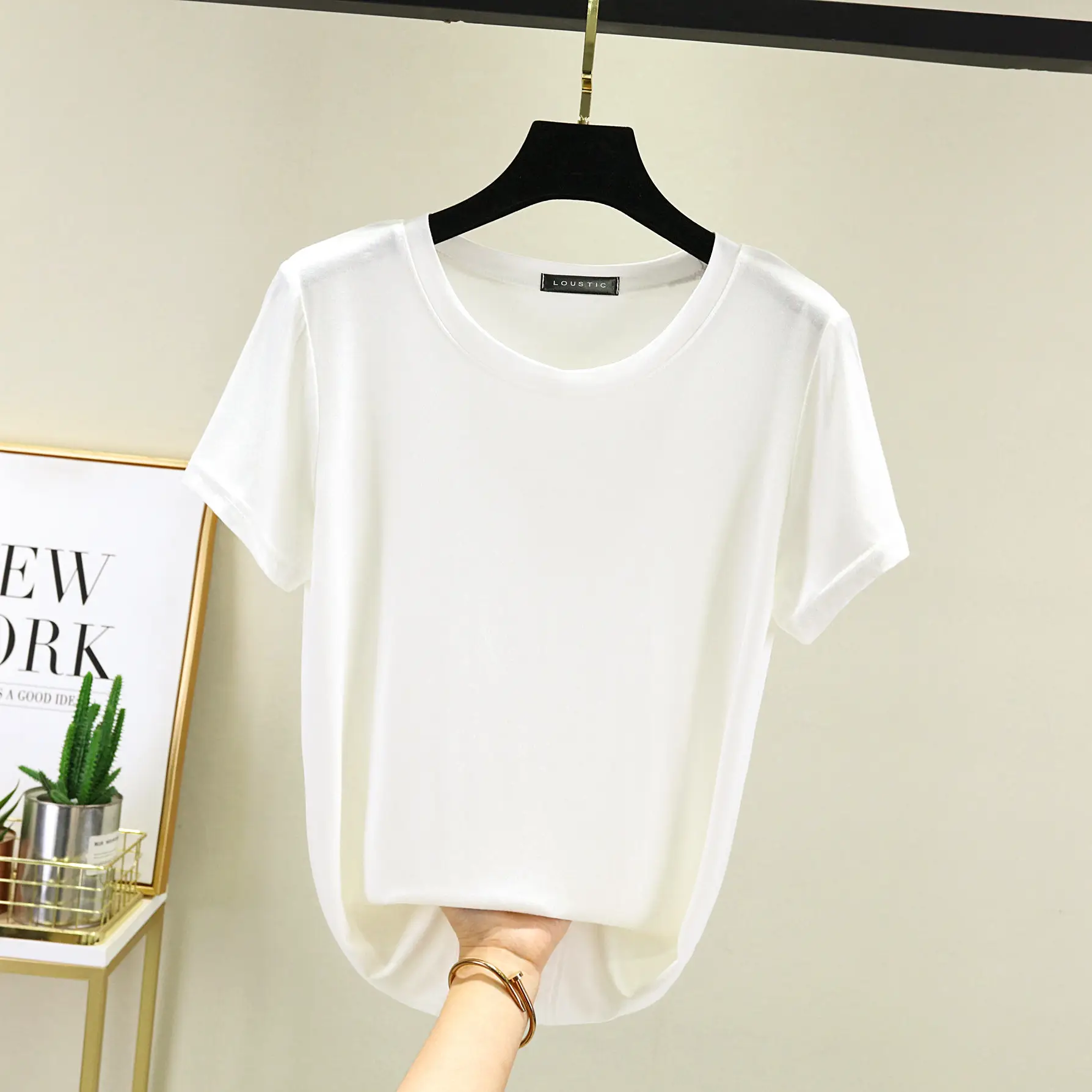 Women's Modal T-Shirt Summer Loose Fit Round Neck - Image 2