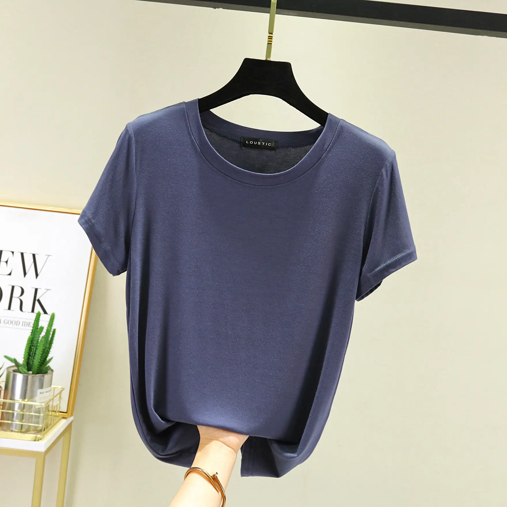 Women's Modal T-Shirt Summer Loose Fit Round Neck - Image 3