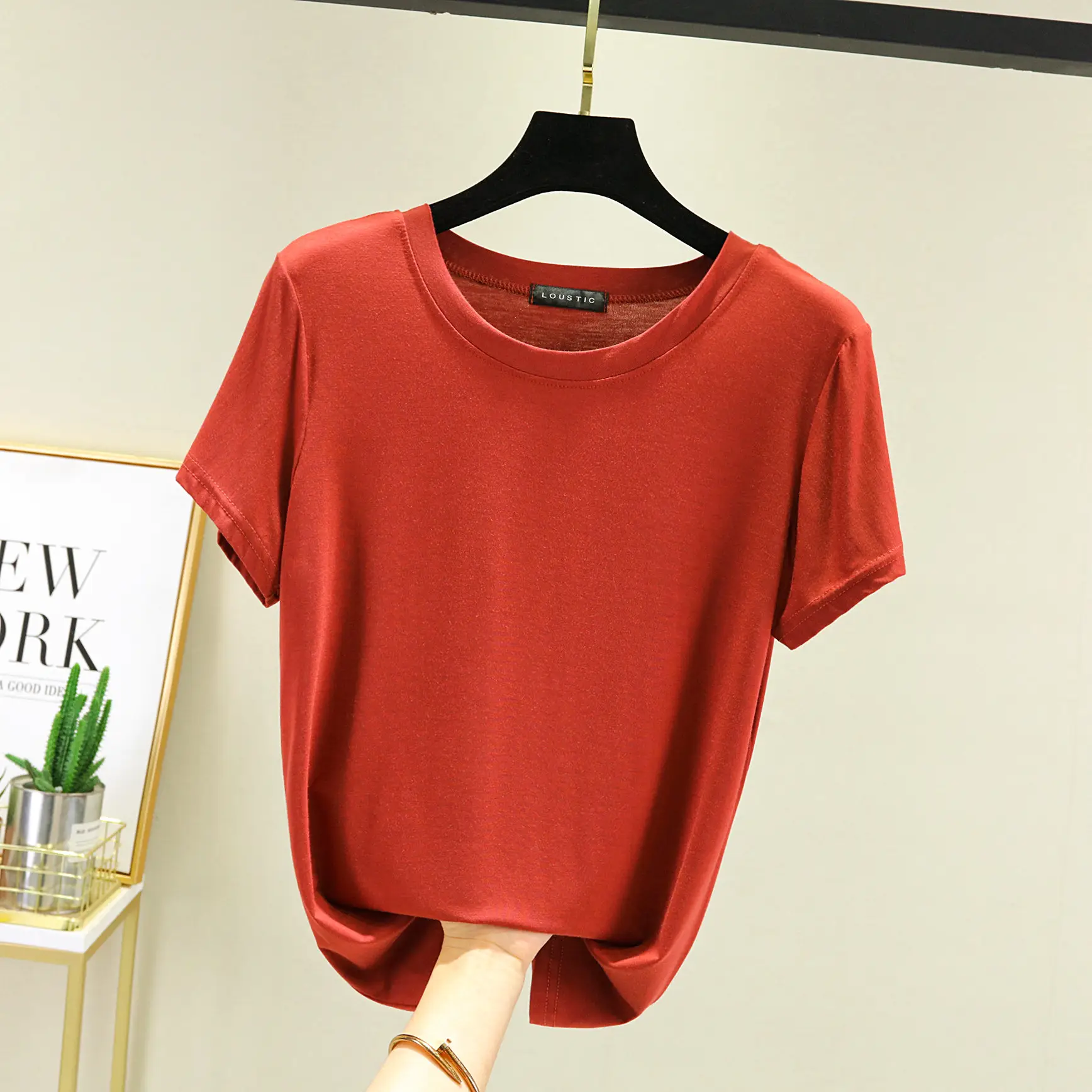 Women's Modal T-Shirt Summer Loose Fit Round Neck - Image 4