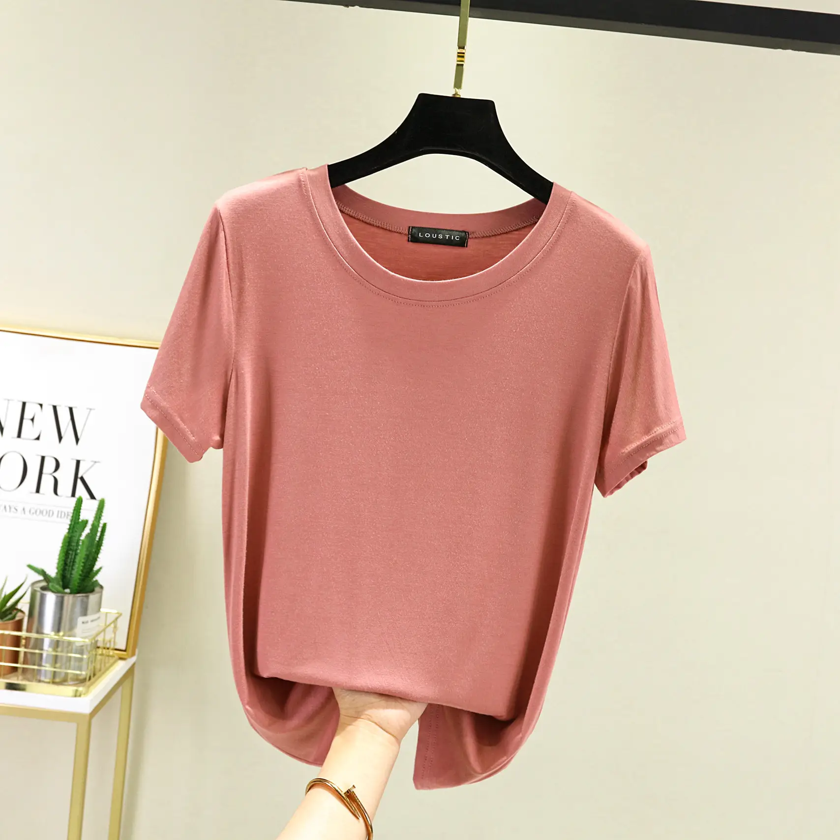 Women's Modal T-Shirt Summer Loose Fit Round Neck - Image 6