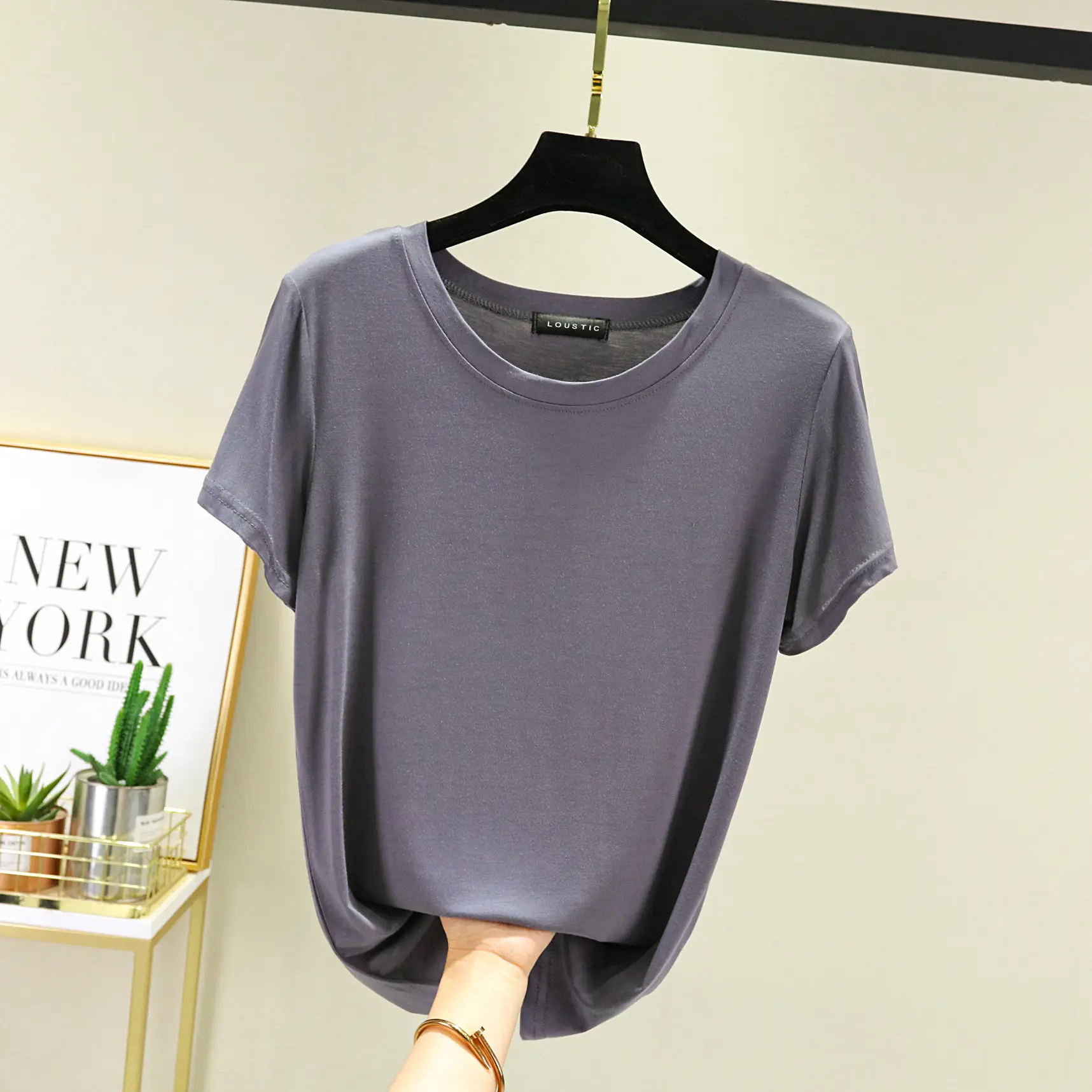 Women's Modal T-Shirt Summer Loose Fit Round Neck - Image 7
