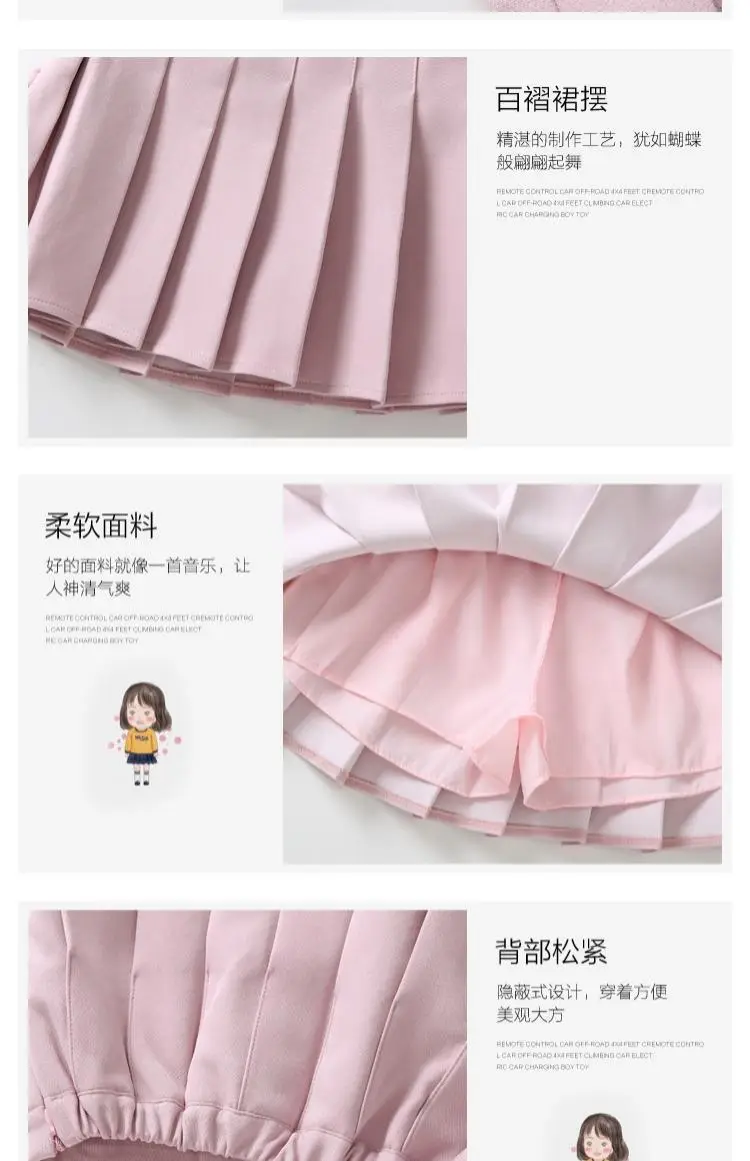 Girls Navy Blue Pleated Skirt Summer Wear — feature 5