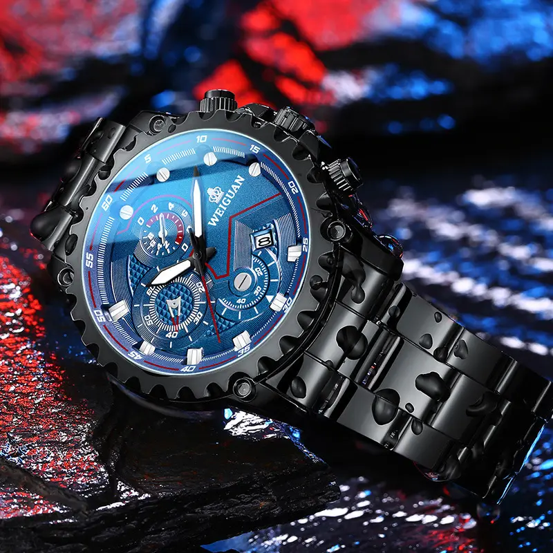 Men's Blue Chronograph Watch with Weight Display - Image 7