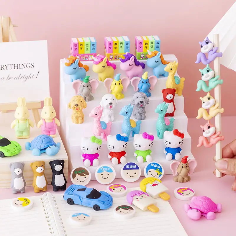 T-Card Eraser Creative Cute Animal Shape Removable Small Eraser Kindergarten Student Pencil Eraser