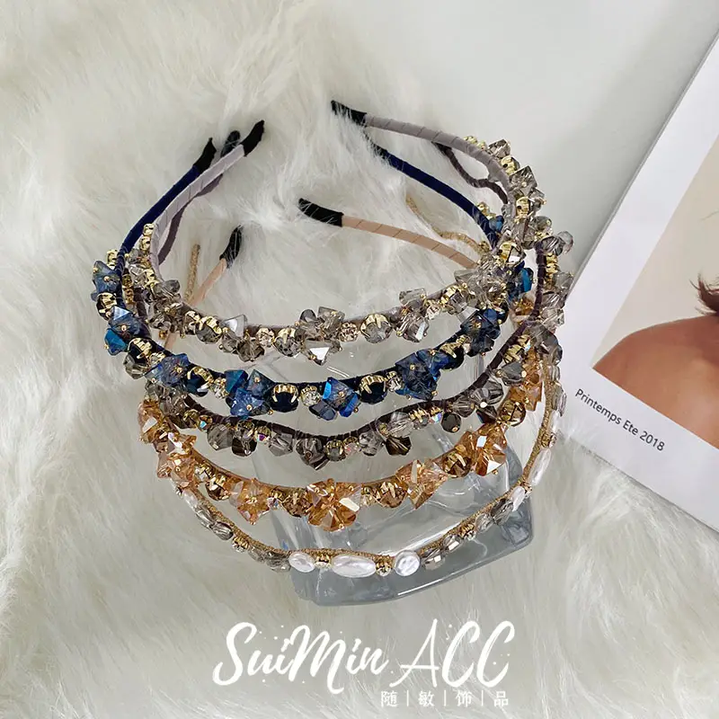 Korean Wave Crystal Pearl Bridal Headband Set - Image 8