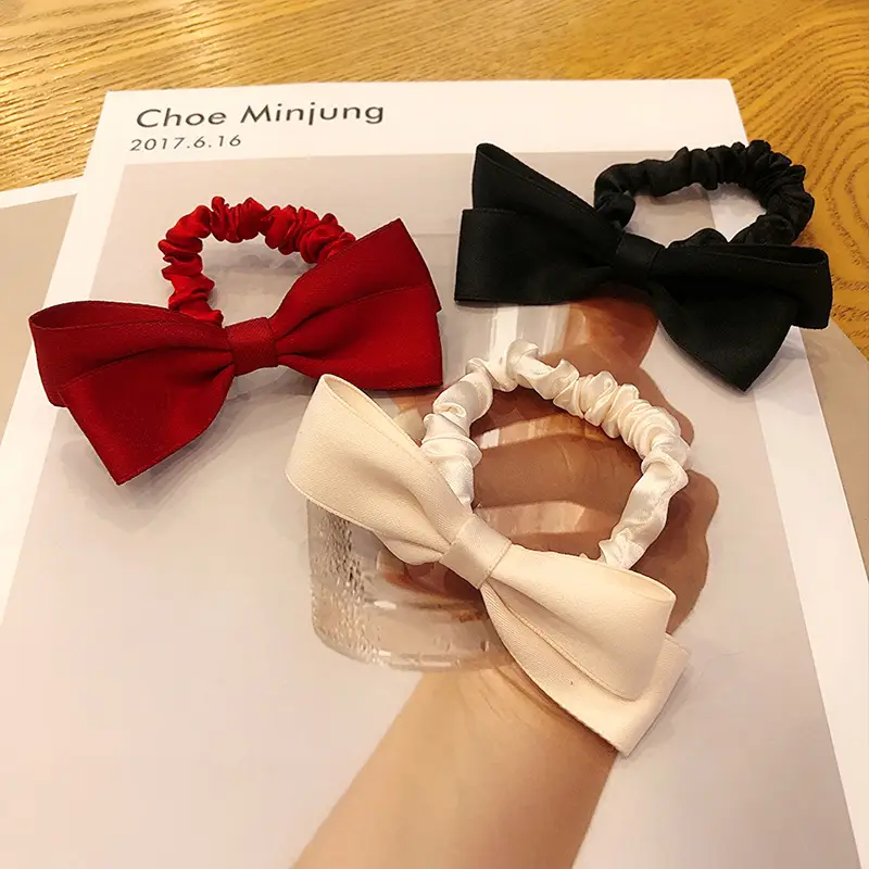 Black Bow Hairband for Girls, Sweet Rubber Band, Large Bow - Image 7