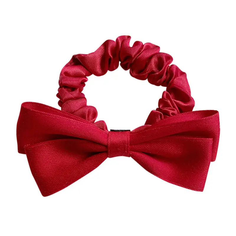 Black Bow Hairband for Girls, Sweet Rubber Band, Large Bow - Image 8
