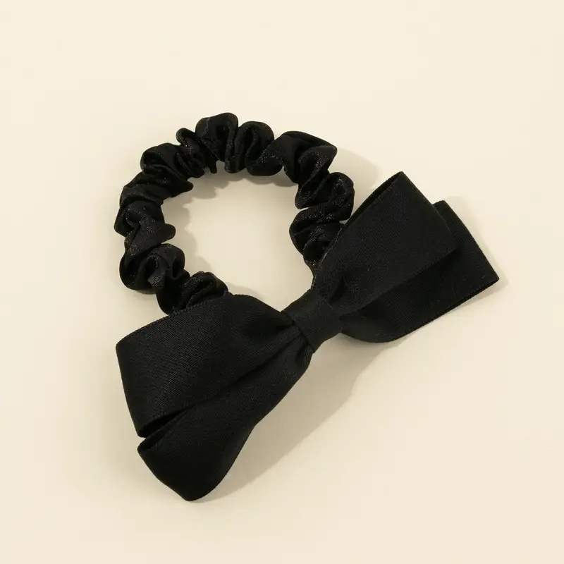 Black Bow Hairband for Girls, Sweet Rubber Band, Large Bow - Image 2