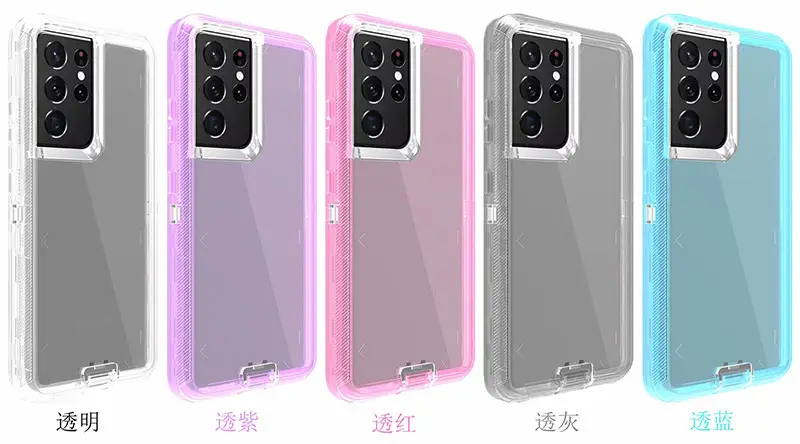 Transparent 3-In-1 Mobile Phone Case for Samsung S24 S22 S21 S20 Ultra S23 Plus — feature 3