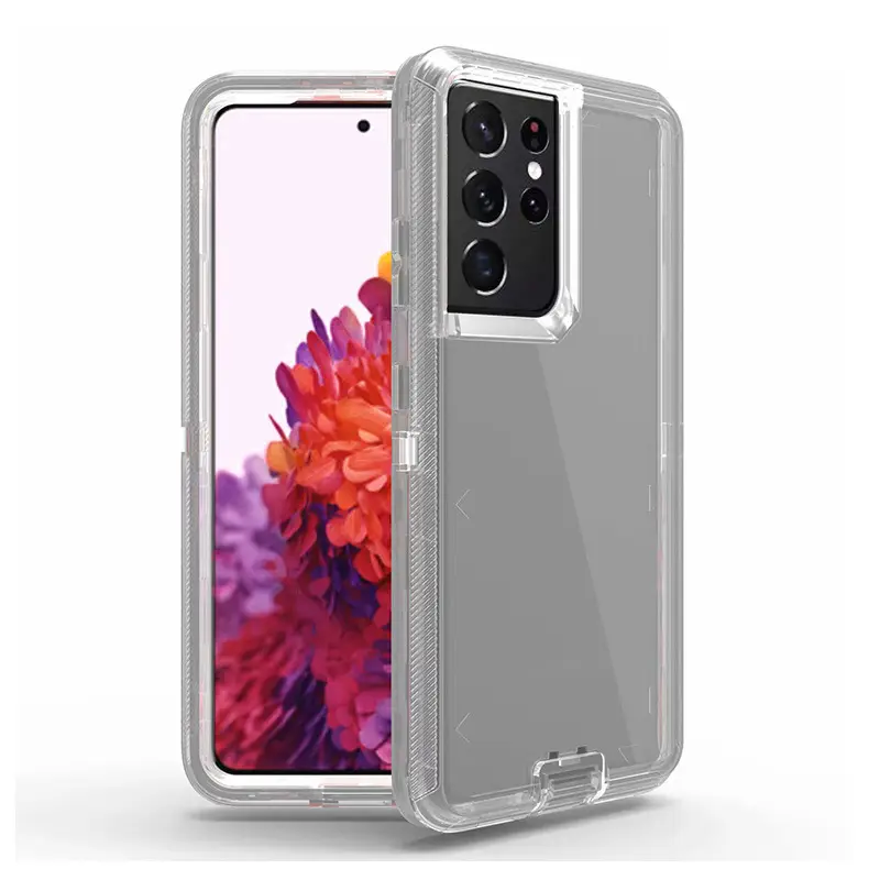 Transparent 3-In-1 Mobile Phone Case for Samsung S24 S22 S21 S20 Ultra S23 Plus - Image 2