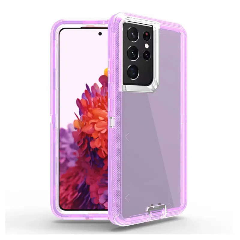 Transparent 3-In-1 Mobile Phone Case for Samsung S24 S22 S21 S20 Ultra S23 Plus - Image 4