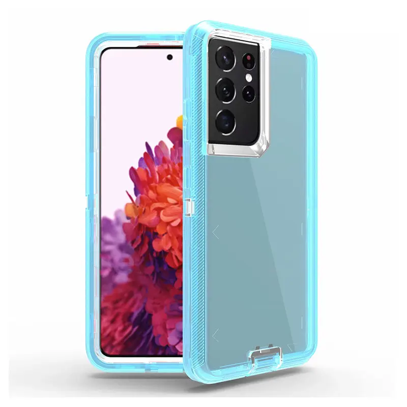 Transparent 3-In-1 Mobile Phone Case for Samsung S24 S22 S21 S20 Ultra S23 Plus - Image 5