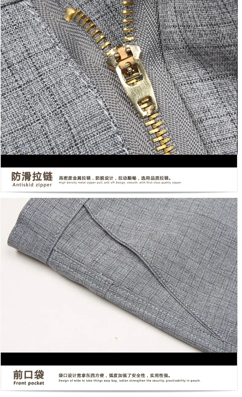 2025 Spring Thin Trousers Business Casual Grey Linen Cotton — feature 14