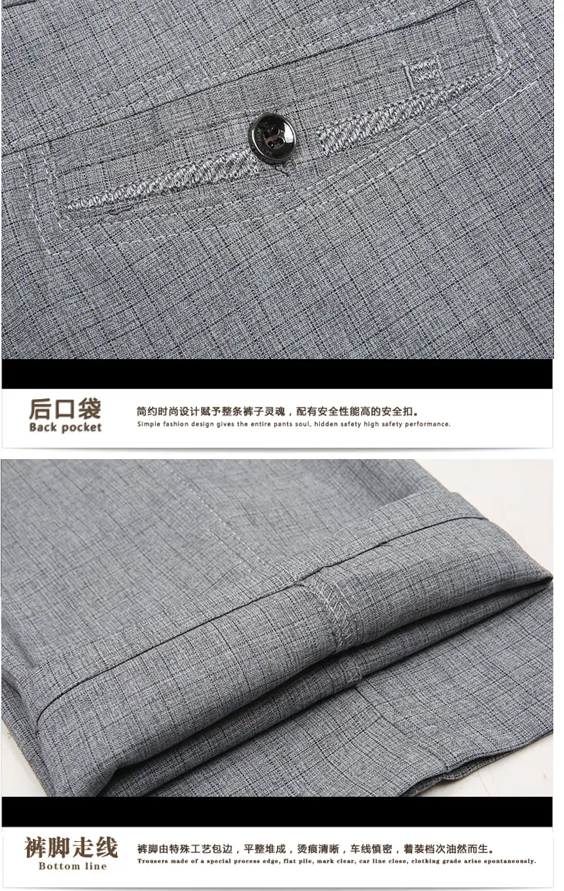 2025 Spring Thin Trousers Business Casual Grey Linen Cotton — feature 15