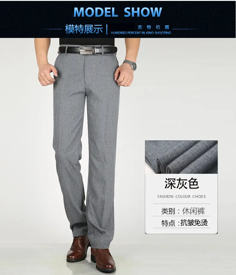 2025 Spring Thin Trousers Business Casual Grey Linen Cotton — feature 8
