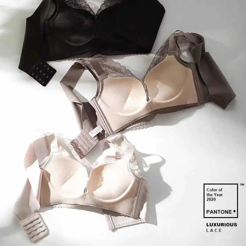Milk kapok second generation small chest underwear women's No steel ring AB first generation gathered sexy lace adjustable vest bra