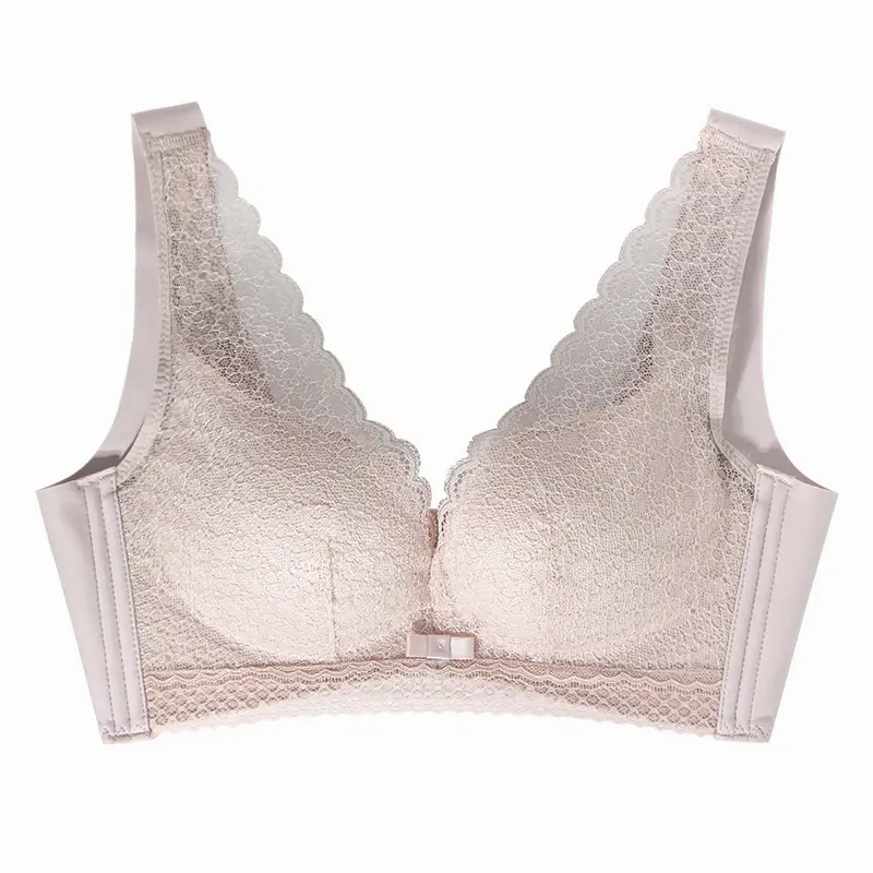 Milk kapok second generation small chest underwear women's No steel ring AB first generation gathered sexy lace adjustable vest bra