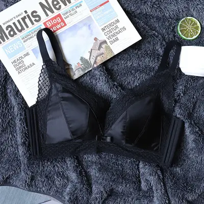Milk kapok second generation small chest underwear women's No steel ring AB first generation gathered sexy lace adjustable vest bra