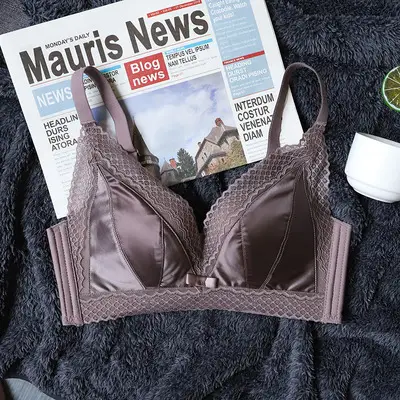 Milk kapok second generation small chest underwear women's No steel ring AB first generation gathered sexy lace adjustable vest bra