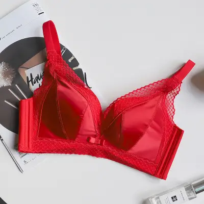 Milk kapok second generation small chest underwear women's No steel ring AB first generation gathered sexy lace adjustable vest bra