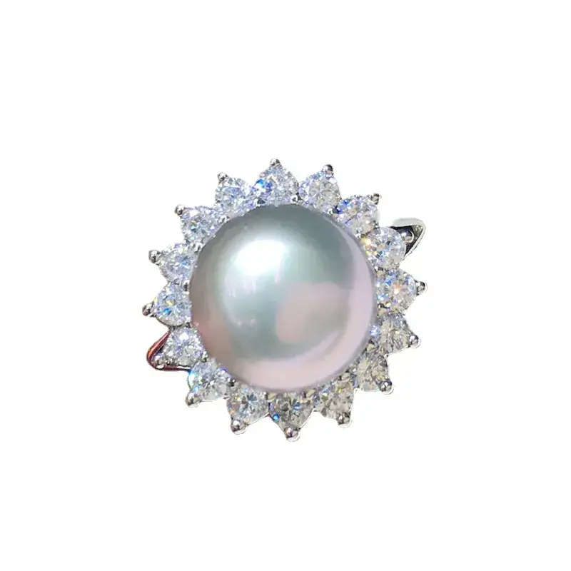 Freshwater Pearl Ring 18K Gold Plated Gray Elegant Design