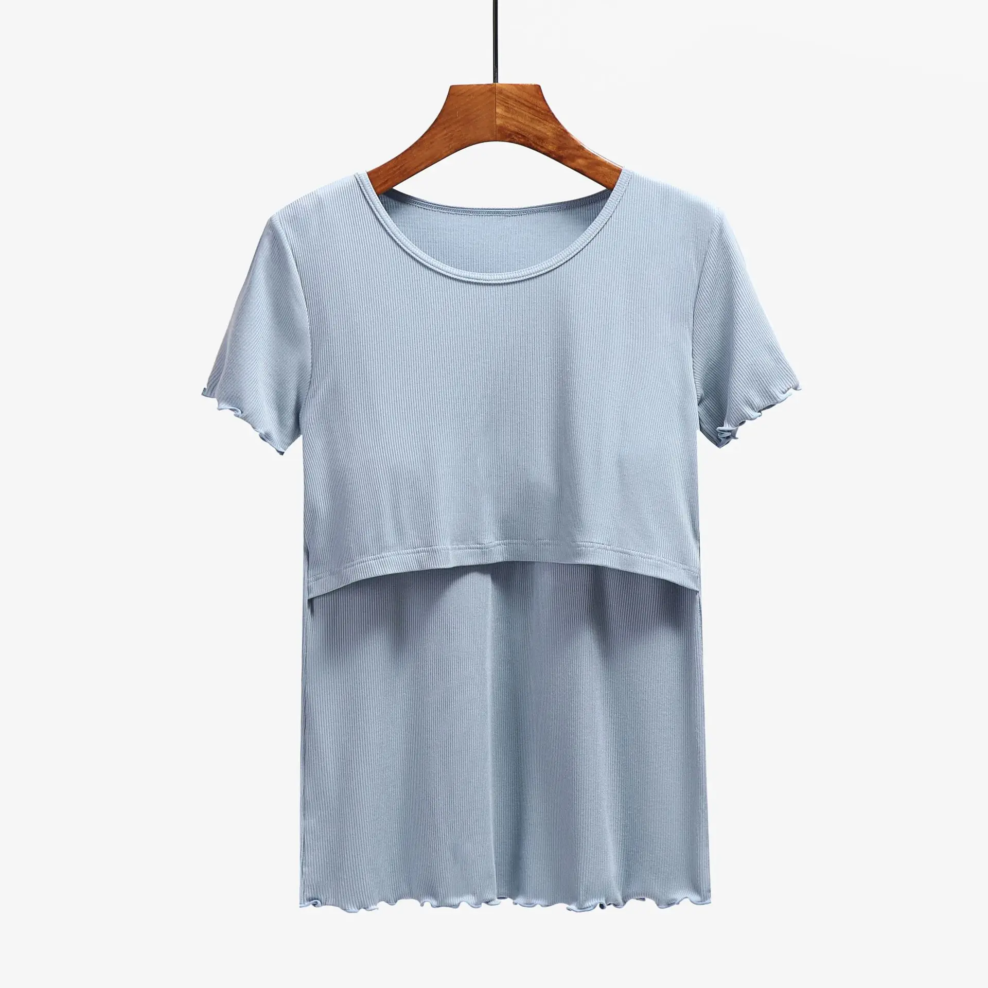 Women Light Blue Striped Crop Top Postpartum Lift - Image 11