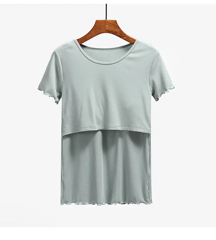 Women Light Blue Striped Crop Top Postpartum Lift - Image 2
