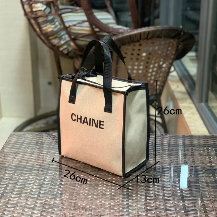 Black Letter French Style Cosmetic Bag Handbag Lunch Box Bag - Image 11